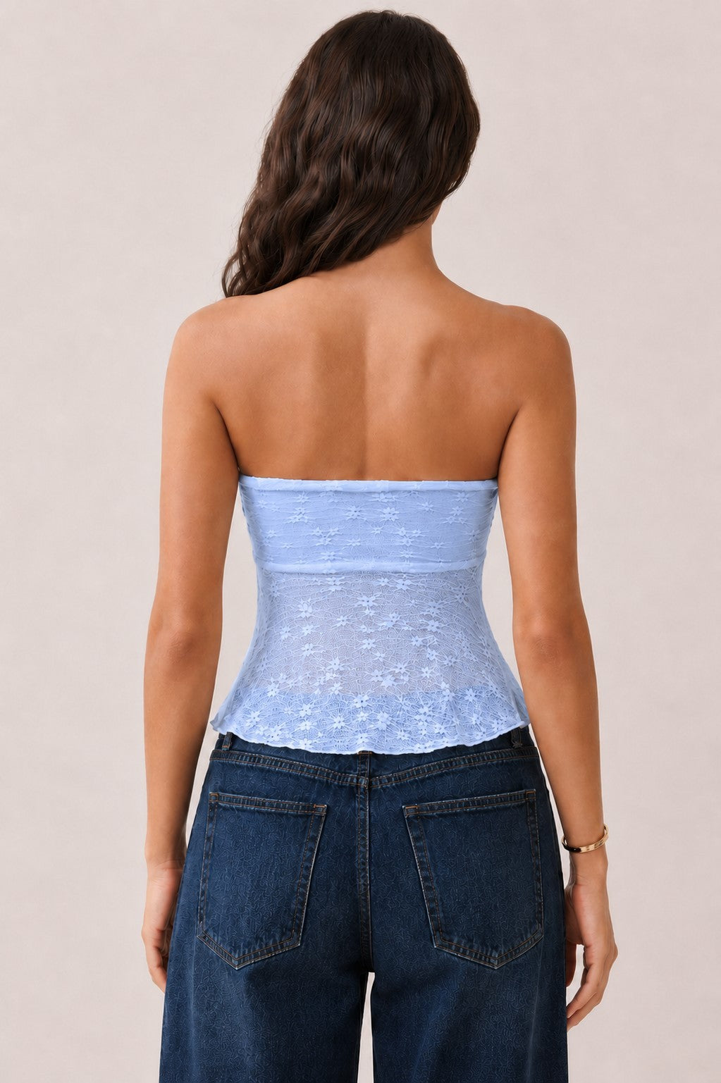 DT 1980 - Strapless Fly-Away Lace Top