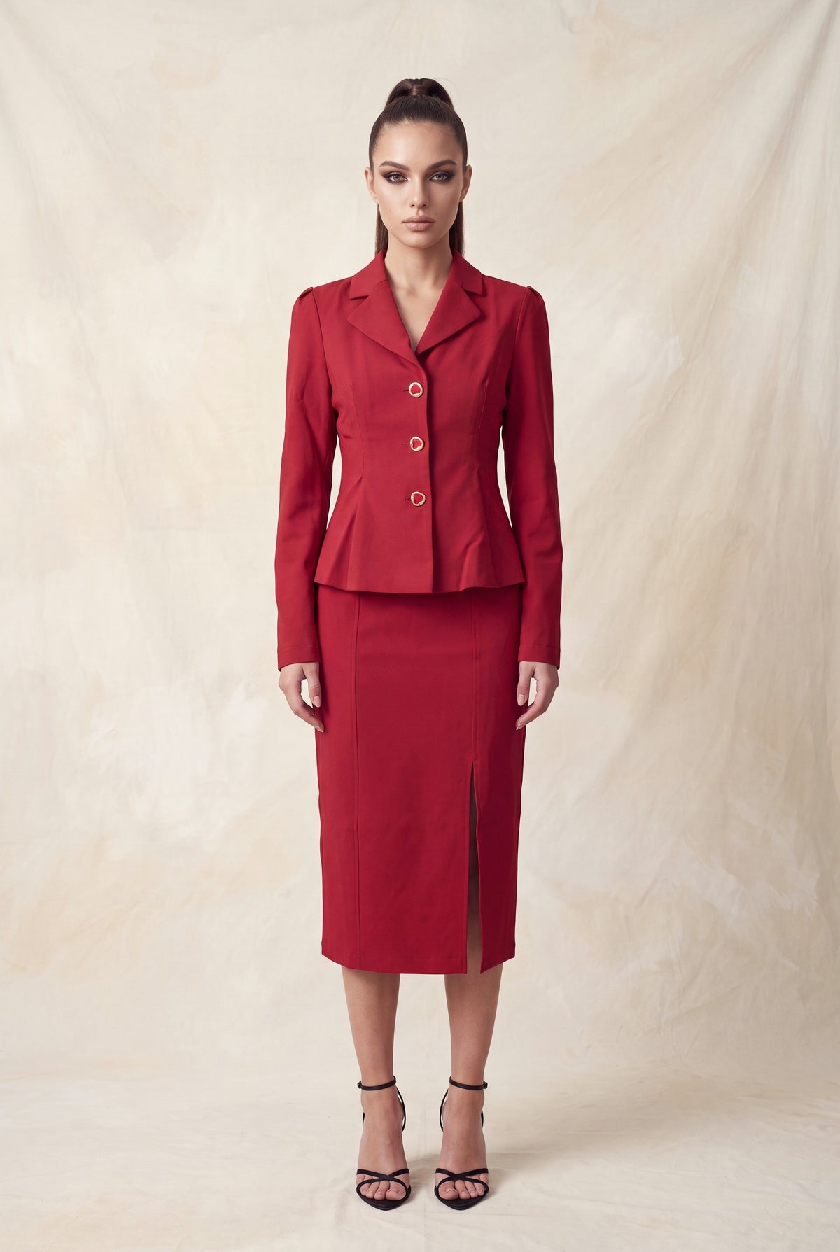 JCT 041 - Notched Peplum Button Blazer