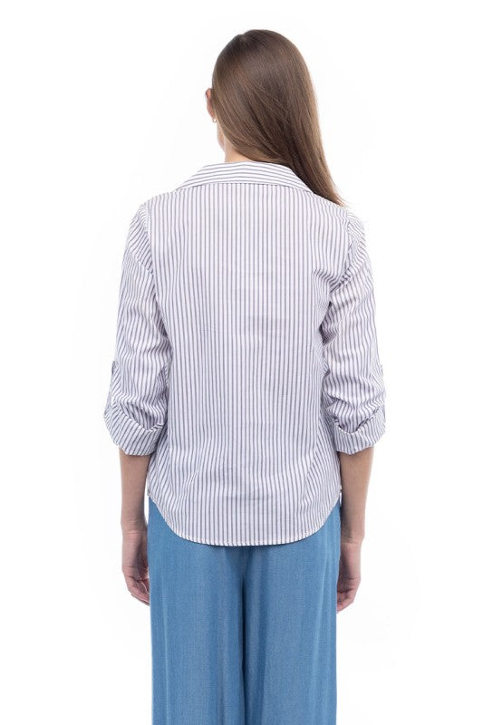 SHT 179 - Striped Button Up Collar Shirt