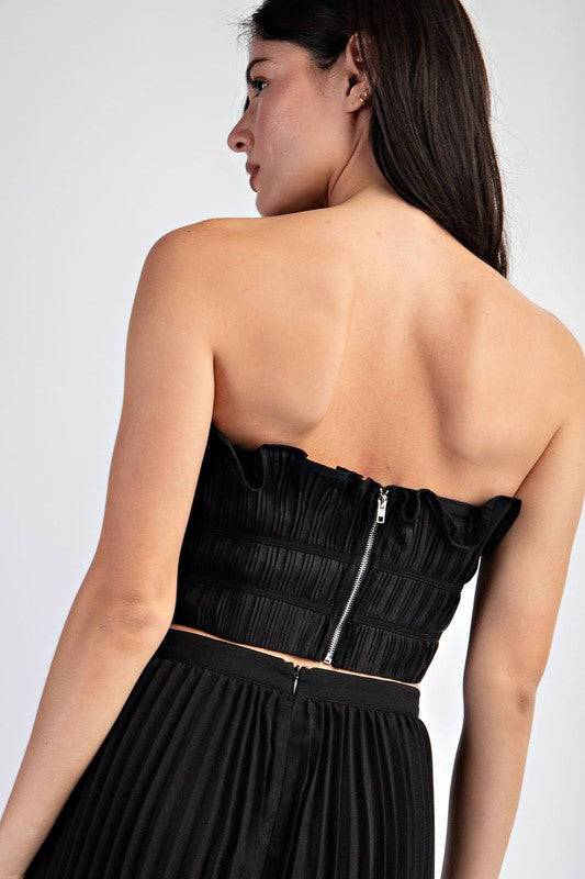 SET 036 - Pleated Satin Tube Top