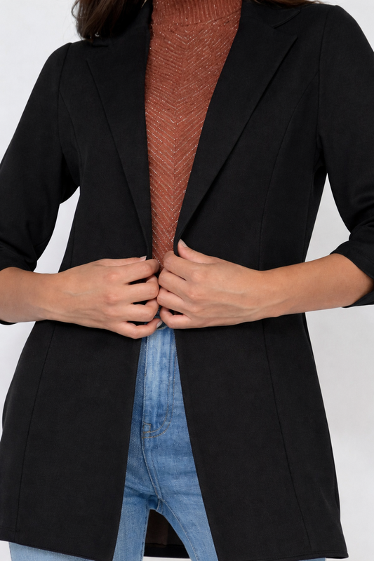 JCT 031 - Open Front Shirred Sleeve Blazer