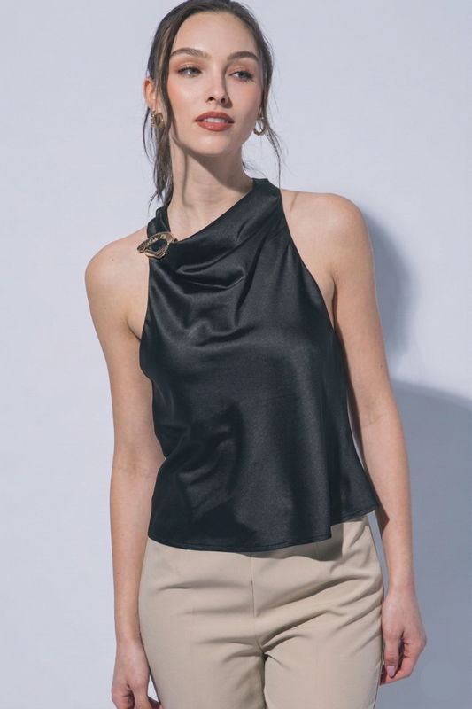 DT 1873 - Halter Neck Satin Blouse