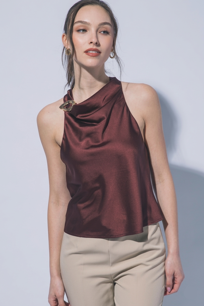 DT 1873 - Halter Neck Satin Blouse