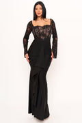 GOWN 426 - Satin & Lace Contrast Maxi Dress