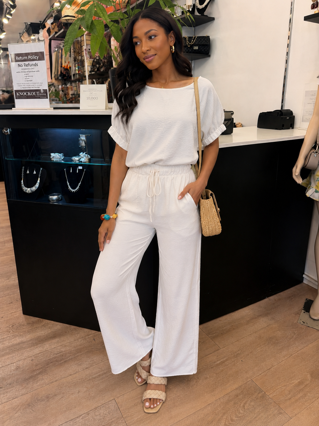 SET 093 - Textured Drawstring Pants