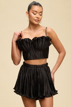 SET 086 - Satin Corset Ruffle Top
