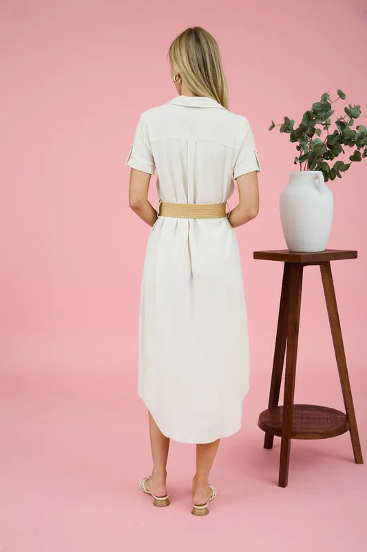 DD 1399 - Belted Button Down Midi Dress