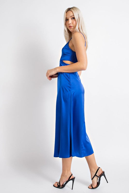 LD 629 - Satin Cutout Maxi Dress