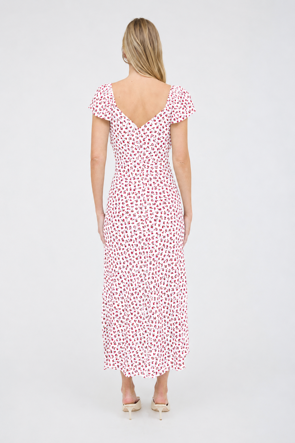 LD 463 - Floral Side Slit Midi Dress