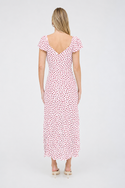 LD 463 - Floral Side Slit Midi Dress
