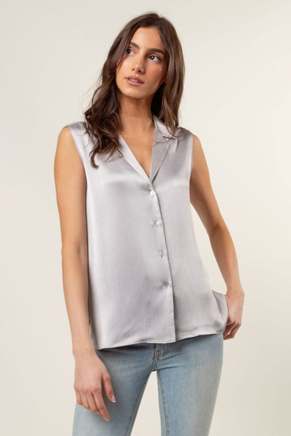 DT 1852 - Sleeveless Satin Shirt
