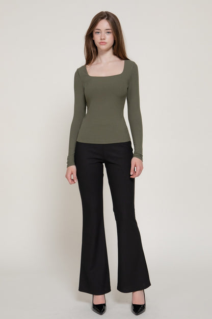 CT 2859 - Square Neck Double Layer Knit Top