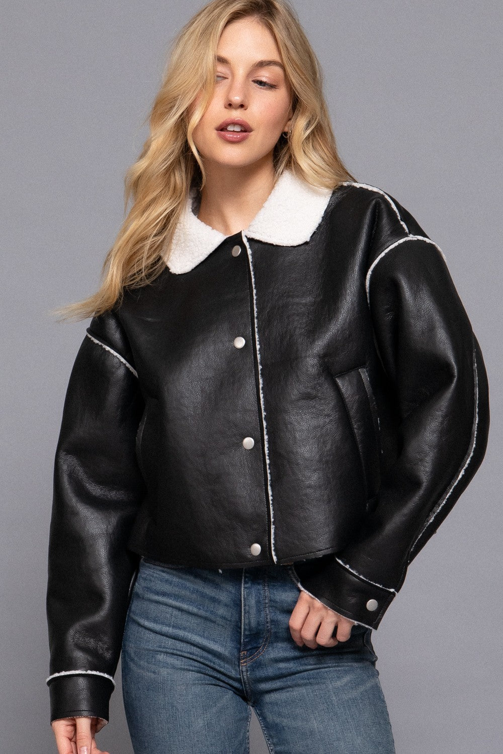 JCT 044 - Faux Leather Fur Lined Jacket