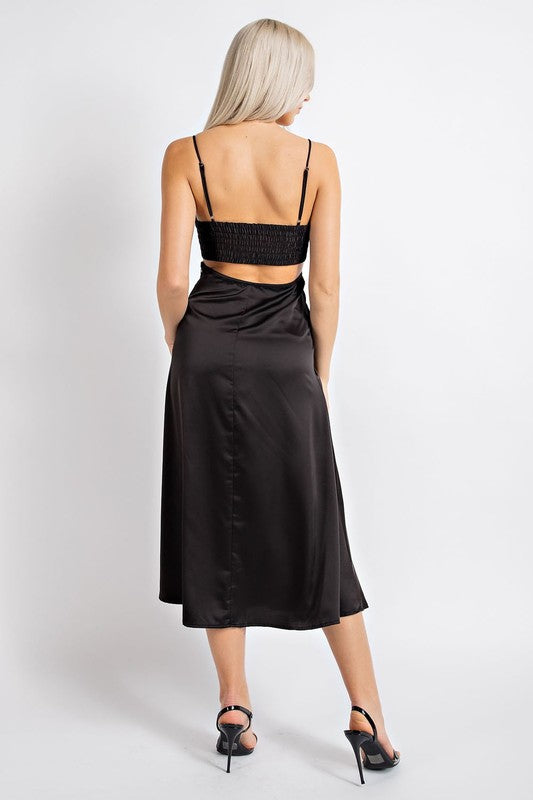 LD 629 - Satin Cutout Maxi Dress