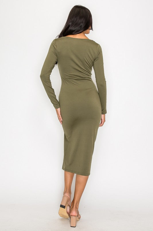 LD 573 - Front Slit Midi Dress