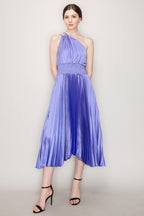 LD 631 - One Shoulder Pleated Satin Dress