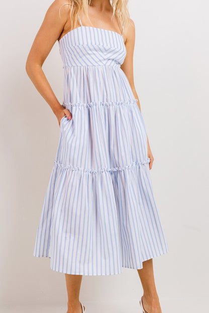 LD 575 - Tie Back Stripe Dress