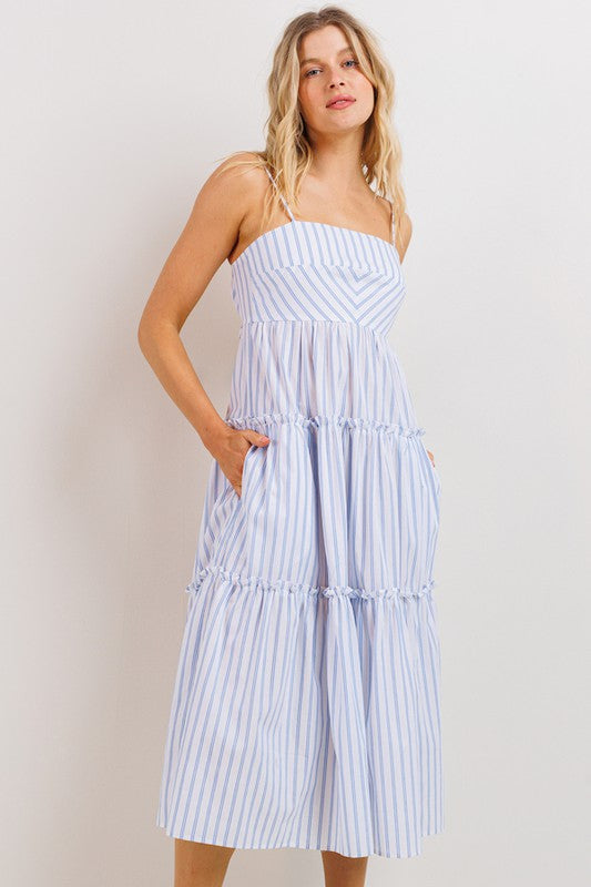 LD 575 - Tie Back Stripe Dress