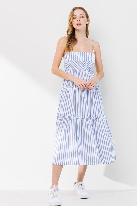 LD 575 - Tie Back Stripe Dress