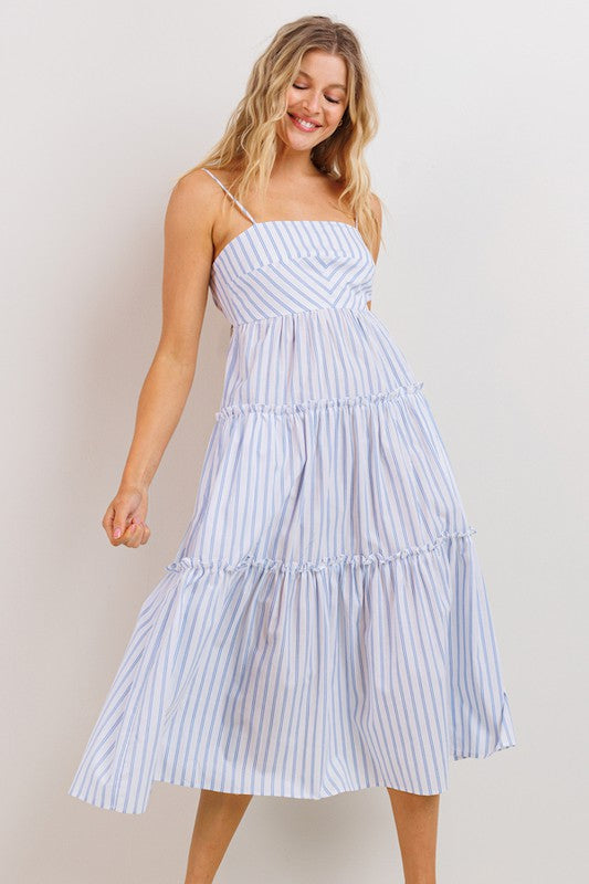 LD 575 - Tie Back Stripe Dress