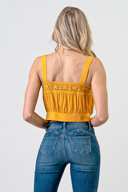 CT 2684 - Laced Woven Crop Top