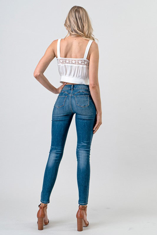 CT 2684 - Laced Woven Crop Top