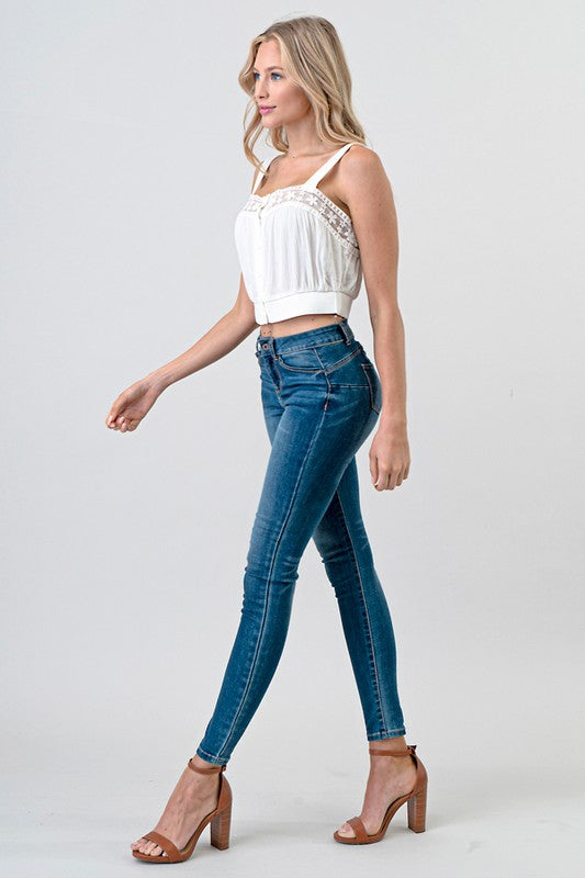 CT 2684 - Laced Woven Crop Top