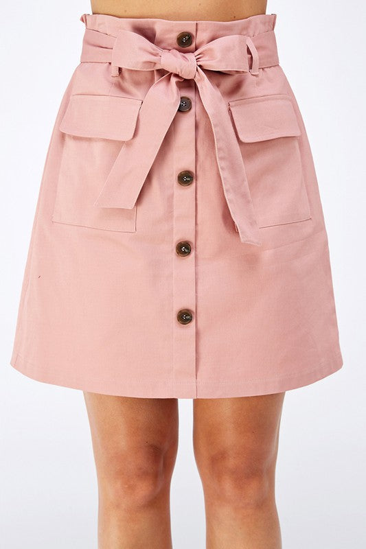 SKT 1019 - Tie Front Button Down Skirt
