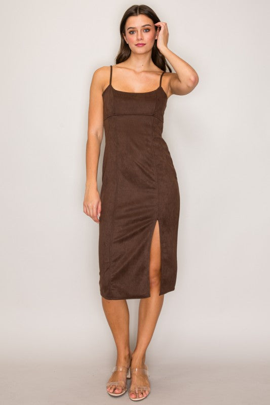DD 1355 - Stretchy Suede Midi Dress