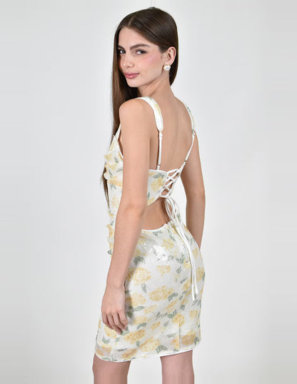 DD 1430 - Sequin Lace Up Dress