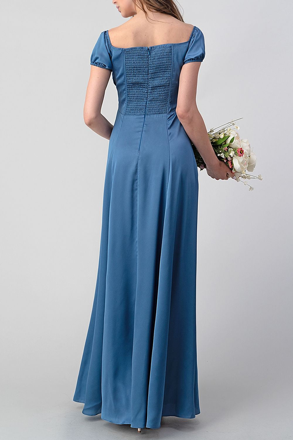 LD 574 - Fit and Flare Maxi Dress with Leg Slit