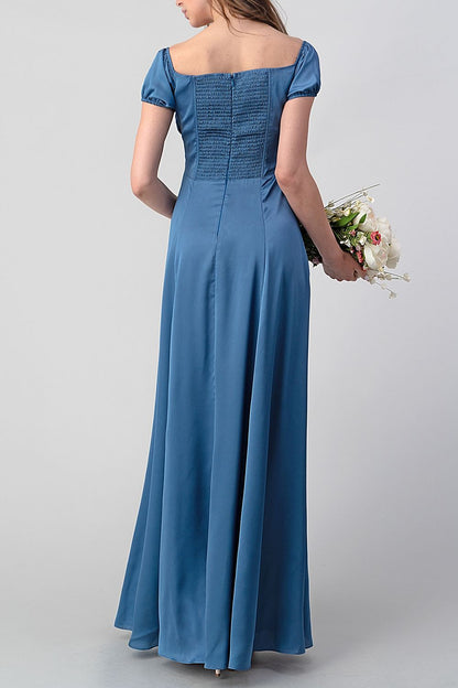 LD 574 - Fit and Flare Maxi Dress with Leg Slit