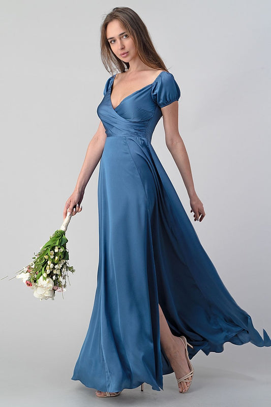 LD 574 - Fit and Flare Maxi Dress with Leg Slit