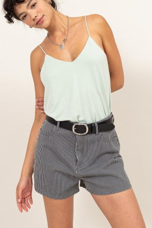 SHT 193 - Pinstripe High Waist Shorts