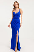 LD 569 - Slit Maxi Dress with Spaghetti Straps