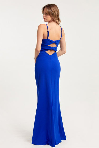 LD 569 - Slit Maxi Dress with Spaghetti Straps