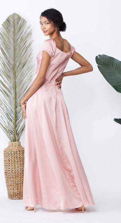 LD 574 - Fit and Flare Maxi Dress with Leg Slit