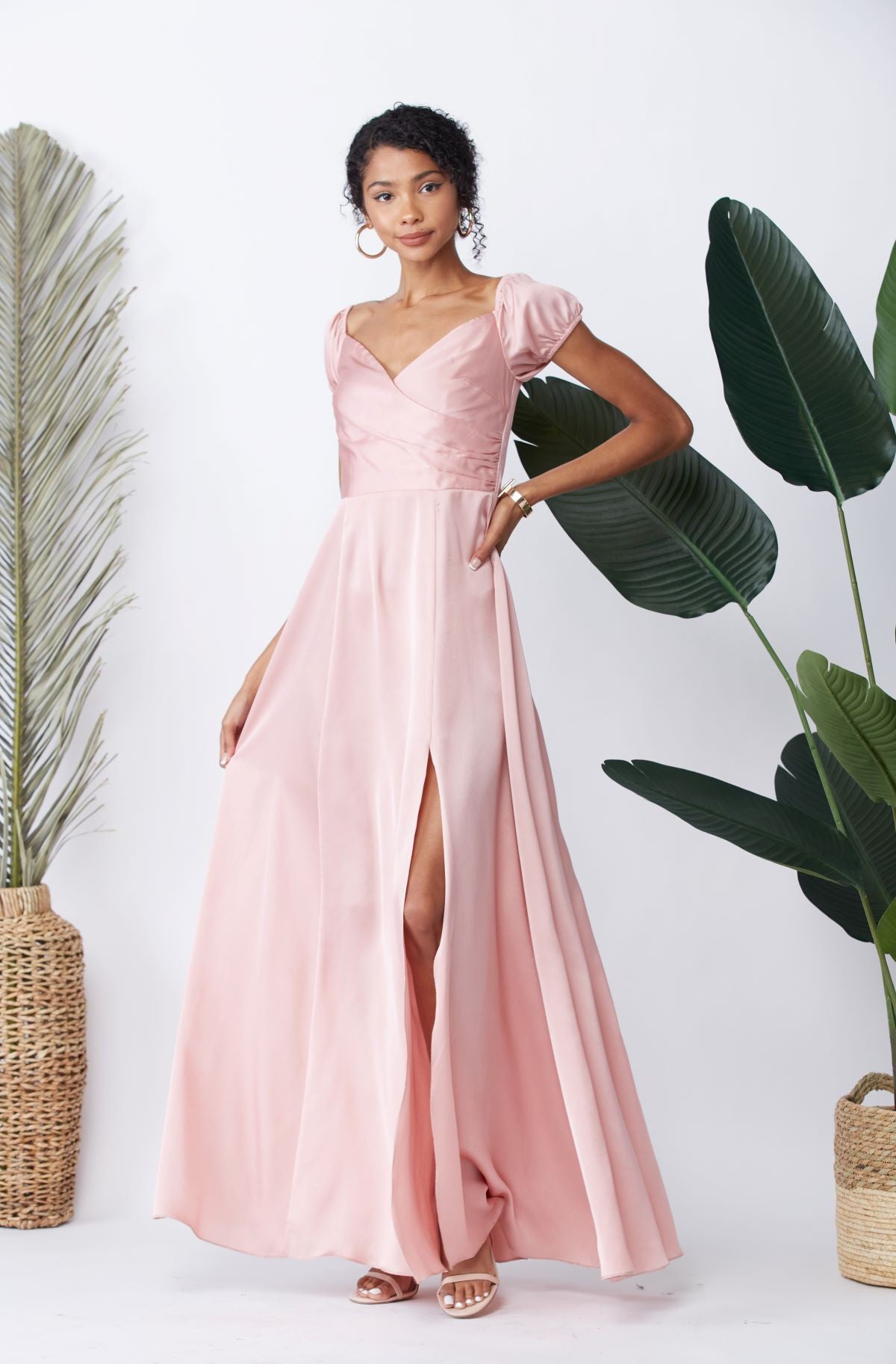 LD 574 - Fit and Flare Maxi Dress with Leg Slit