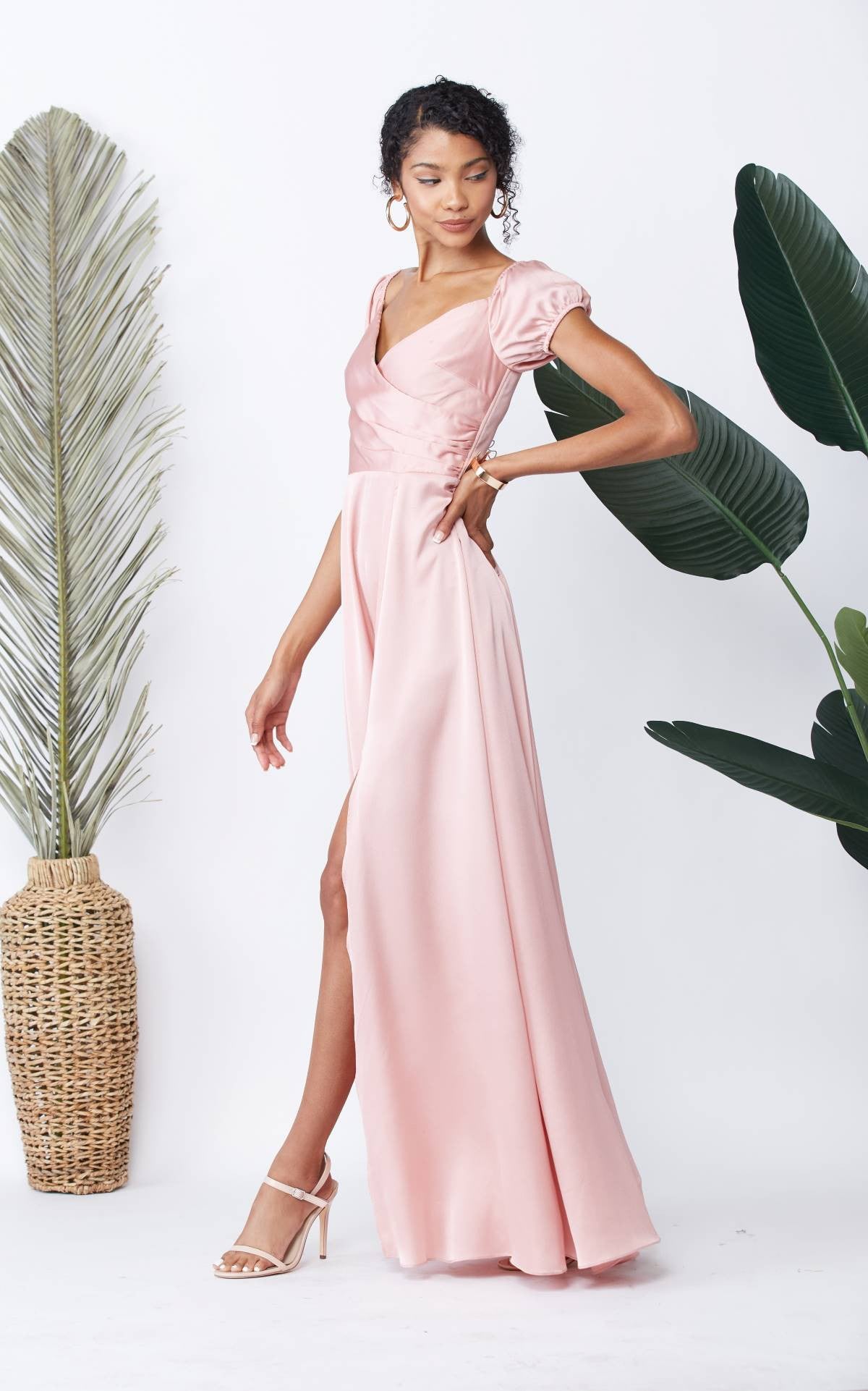 LD 574 - Fit and Flare Maxi Dress with Leg Slit