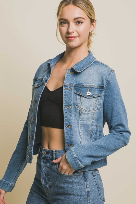 JCT 009 - Stretchy Distressed Denim Jacket