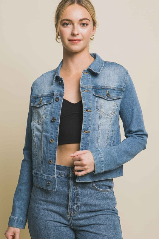 JCT 009 - Stretchy Distressed Denim Jacket