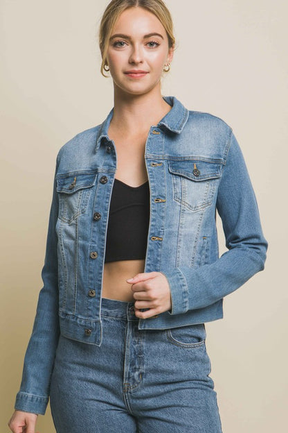 JCT 009 - Stretchy Distressed Denim Jacket
