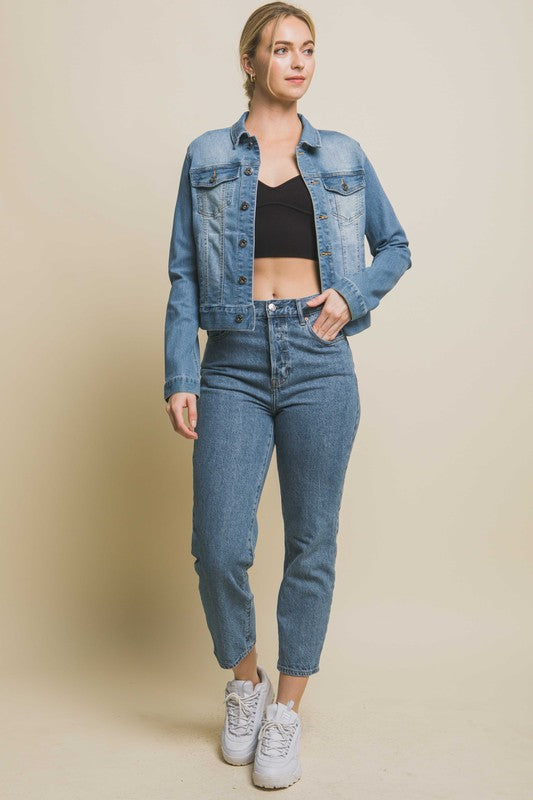 JCT 009 - Stretchy Distressed Denim Jacket