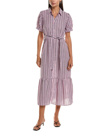 DD 1397 - Puff Sleeve Belted Midi Dress