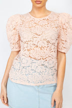 DT 1865 - Puff Sleeve Lace Top