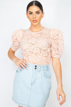 DT 1865 - Puff Sleeve Lace Top