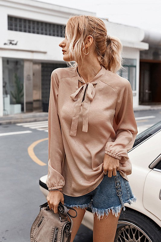 CT 2728 - Bow Tie Neckline Shirt