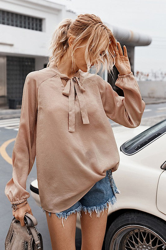 CT 2728 - Bow Tie Neckline Shirt