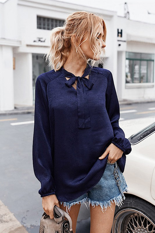 CT 2728 - Bow Tie Neckline Shirt