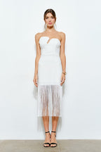 DD 1385 - Cutout Neckline Fringe Dress